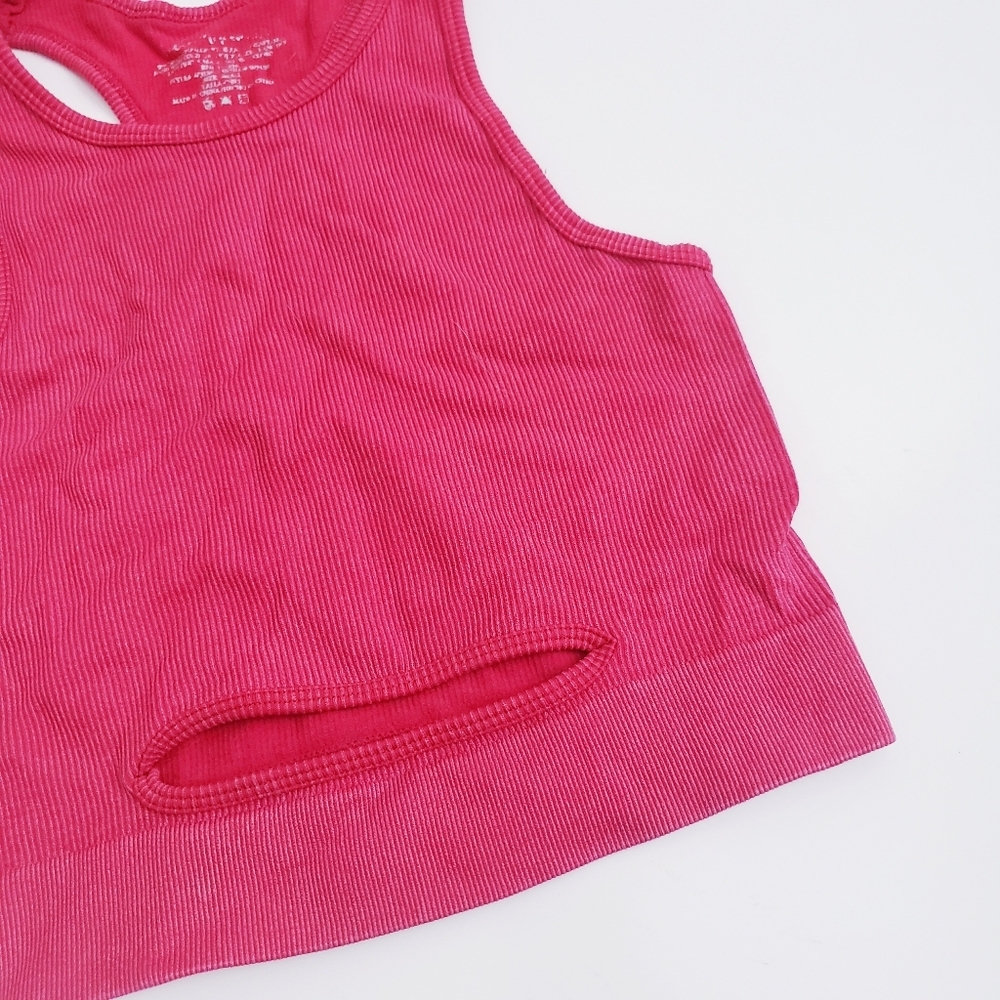 Free People Ribbed Cropped Boho Racerback Tank Top - Picture 3 of 7